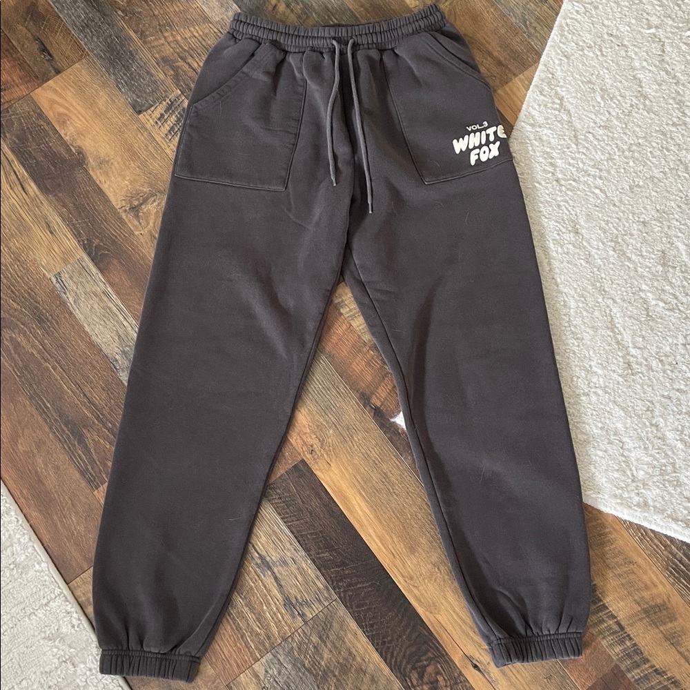 Charcoal Gray White Fox Sweatpants